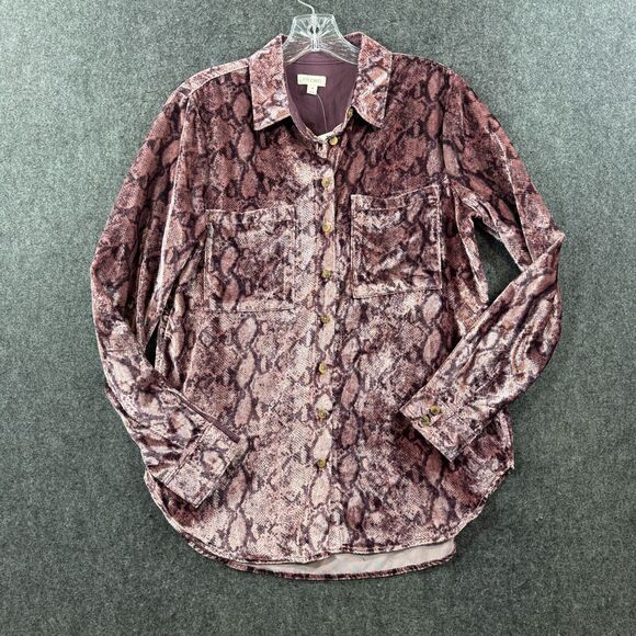 Anthropologie Pilcro The Hadley Top Women's Extra Small Pink Animal Print Velvet - Picture 1 of 9